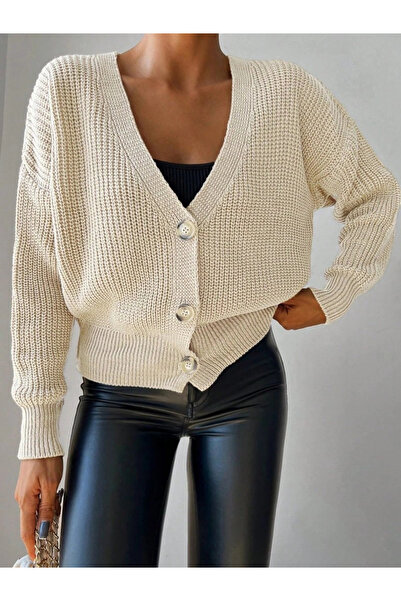 nedo7 Women's long sleeve button detail knit blouse