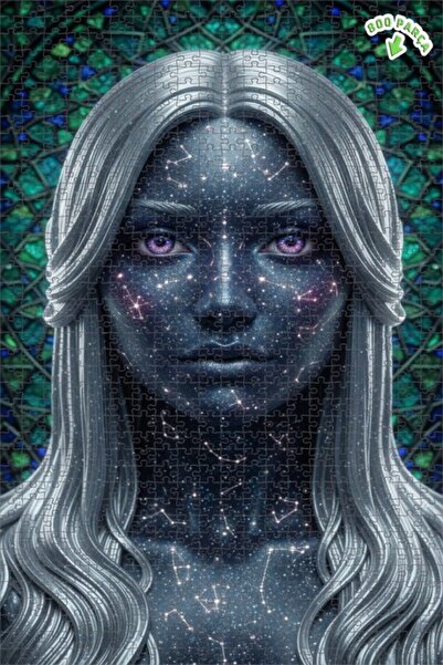 Teona Ahşap لغز فني بمظهر لوحة زيتية لامرأة فضائية بوجه كوني 800 قطعة 70×50