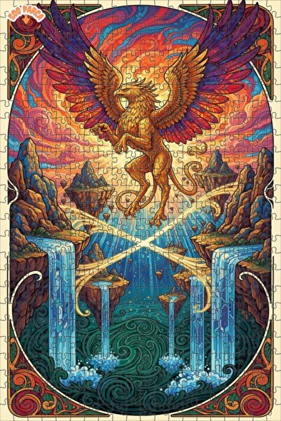 Teona Ahşap لغز خشبي مؤطر بطبقتين بمظهر فني مائي من سلسلة غريفن السماوية 500 ...