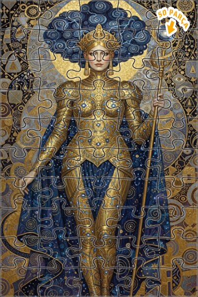 Teona Ahşap لغز خشبي فني بمظهر لوحة زيتية لملكة الكون المدرعة بالذهب 50 قطعة ...