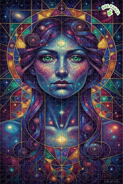 Teona Ahşap لوحة فنية للمرأة الكونية بمظهر لوحة زيتية، لغز خشبي بإطار مزدوج ا...