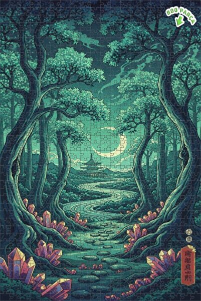 Teona Ahşap لوحة زيتية منقوشة بنمط الغابة السحرية الكريستالية، لغز خشبي بإطار...