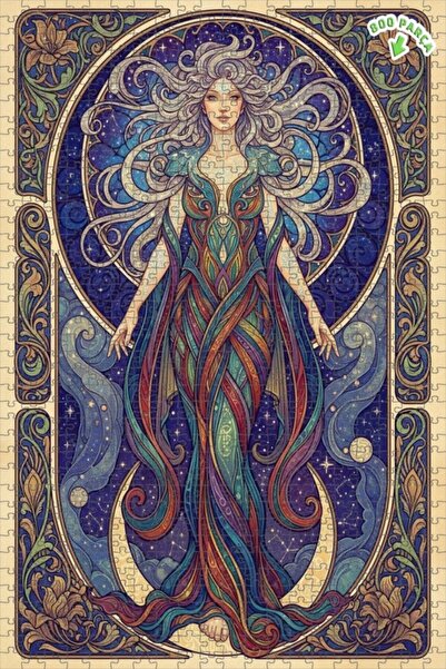 Teona Ahşap لوحة فنية بتصميم زيتية لملكة النجوم، بازل خشبي بإطار مزدوج الطبقا...