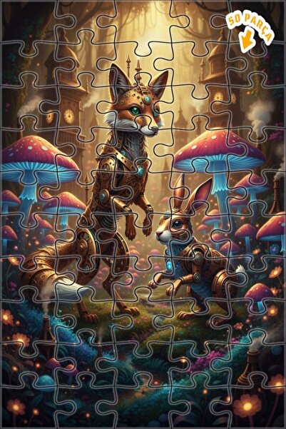 Teona Ahşap لغز خشبي ميكانيكي يعمل بالبخار على شكل ثعلب الغابة والأرنب، ذو طا...