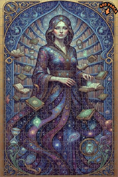 Teona Ahşap لغز خشبي مؤطر بمظهر لوحة زيتية لامرأة حكيمة غامضة 400 قطعة 35×35