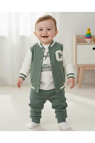 VOY KİDS طقم ملابس للأولاد الصغار موسمي C مطرز 6-9-12-18-24 شهرًا مكون من 3 ق...