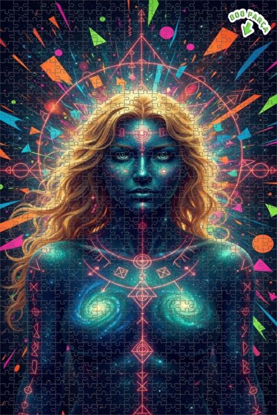 Teona Ahşap لغز خشبي بإطار مزدوج الطبقات بمظهر لوحة زيتية لامرأة محاربة فضائي...