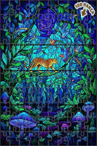 Teona Ahşap لغز خشبي بإطار مزدوج الطبقات من الزجاج الملون بتصميم فن الغابة ال...