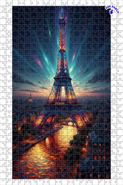 Teona Ahşap لغز خشبي بإطار مزدوج الطبقات ليلة باريس المتألقة 600 قطعة 50x35