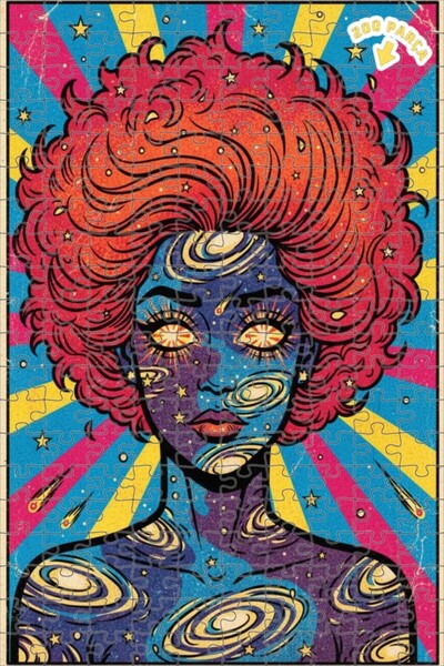 Teona Ahşap Space Woman Galaxy Pattern Double Layer Framed Wooden Puzzle 200 ...