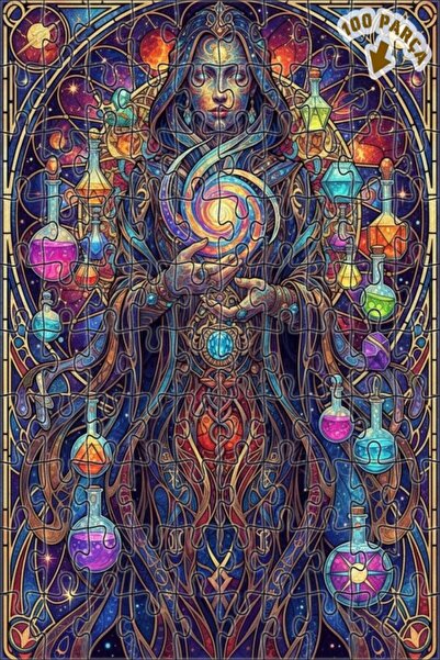 Teona Ahşap لغز خشبي مؤطر بطبقتين من الفن الكوني السحري 100 قطعة 25×25