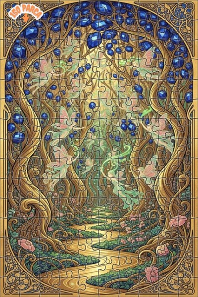 Teona Ahşap لغز خشبي مؤطر بطبقتين بمظهر لوحة زيتية، بتصميم الغابة الساحرة وال...