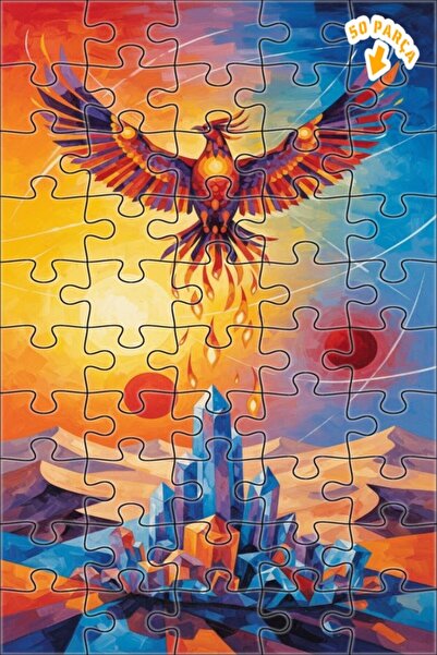 Teona Ahşap لغز خشبي رائع على شكل طائر الفينيق ذو طبقتين بإطار 50 قطعة 15×25