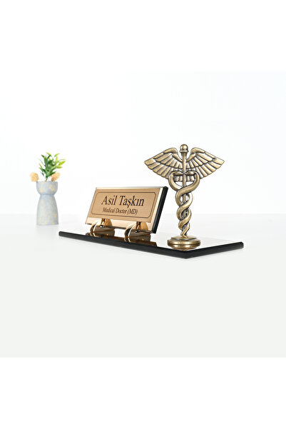 shop Bronz Cam İsimlik Seti - Krom Kadüse Tıp Logolu - Doktor, Diş Hekimi, Ec...
