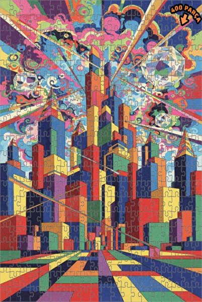 Teona Ahşap لغز خشبي بإطار مزدوج الطبقات بمظهر فني سايكيدليك 400 قطعة 35×35