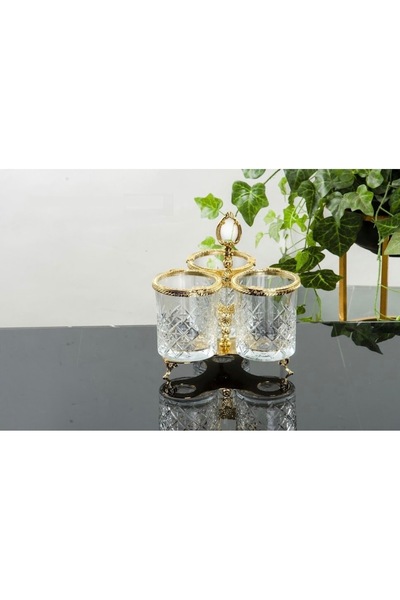 hediye Esterhomedecor 3-Piece Glass Spoon Rest Gold