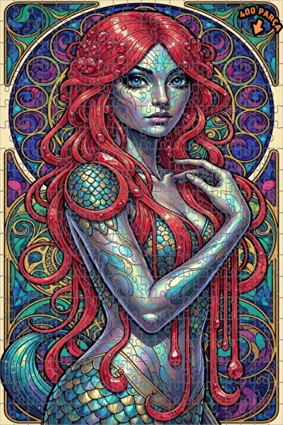 Teona Ahşap لغز خشبي بإطار مزدوج الطبقات مطرز بالزجاج على طراز آرت نوفو مع شك...