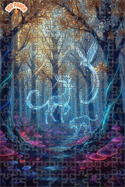 Teona Ahşap لغز خشبي مؤطر بطبقتين بتصميم فني تجريدي متألق لوجودات الغابة السح...