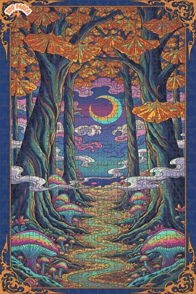 Teona Ahşap لغز خشبي من الغابة الغامضة بإضاءة القمر، لغز خشبي بإطار مزدوج الط...