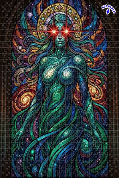 Teona Ahşap لغز خشبي بمظهر زجاجي ملون على شكل الكون 600 قطعة 50×35