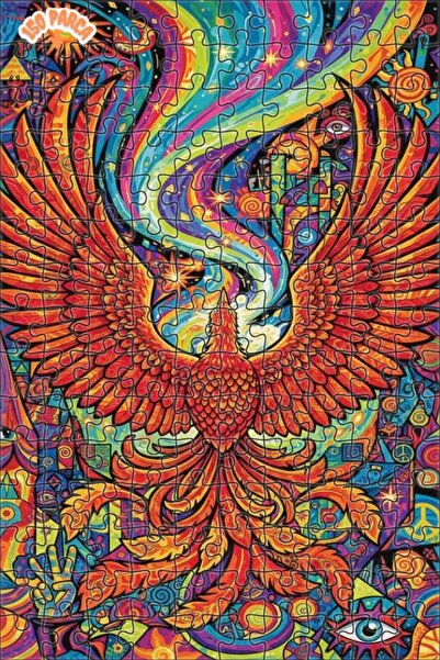 Teona Ahşap لوحة زيتية على شكل طائر الفينيق السحري، فن حديث، لوحة خشبية مؤطرة...