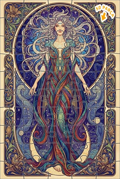 Teona Ahşap لغز خشبي مؤطر بطبقتين بتصميم لوحة زيتية لملكة النجوم، 50 قطعة، 15...