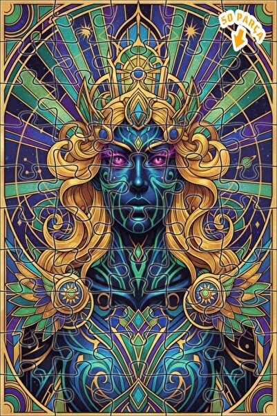 Teona Ahşap لوحة زيتية تصور ملكة الكون بأسلوب تجريدي، لوحة خشبية مؤطرة بطبقتي...