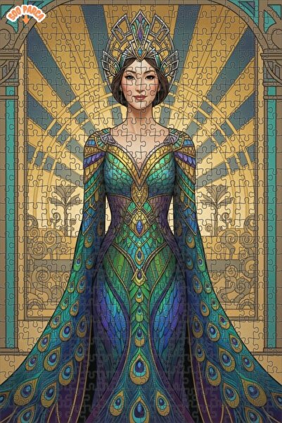 Teona Ahşap لغز خشبي مؤطر بطبقتين على شكل طاووس بتصميم آرت ديكو للنساء، 500 ق...