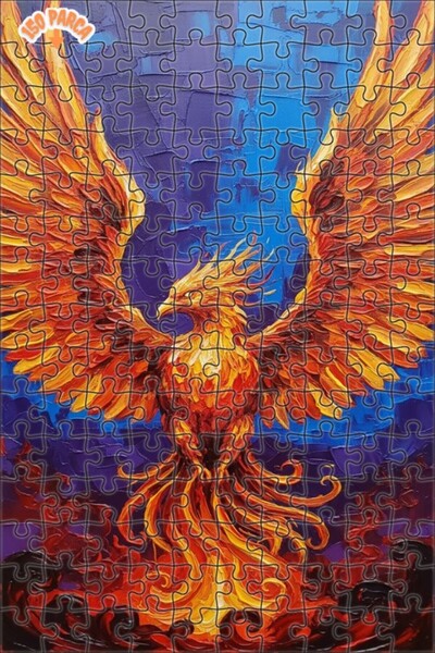 Teona Ahşap لغز خشبي بإطار مزدوج الطبقات بمظهر لوحة زيتية لطائر الفينيق يرتفع...