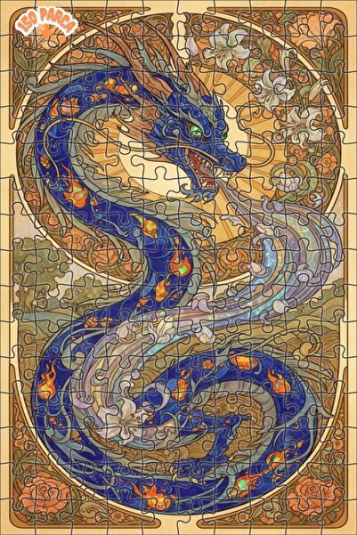 Teona Ahşap لغز خشبي بإطار مزدوج الطبقات بمظهر فن التنين بالألوان المائية 150...