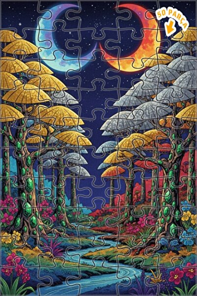 Teona Ahşap لغز خشبي مؤطر بطبقتين من غابة القمر الغامضة 50 قطعة 15×25