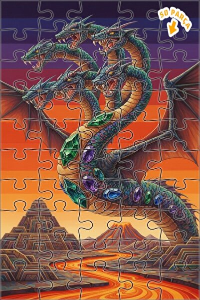 Teona Ahşap لوحة فنية خشبية مكونة من خمسة رؤوس تنين، مكونة من طبقتين، 50 قطعة...