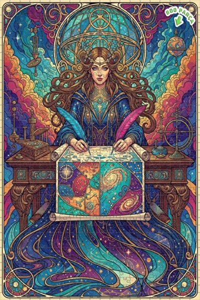 Teona Ahşap لغز خشبي مؤطر بطبقتين بتصميم فني يصور امرأة حكيمة كونية قديمة، 80...