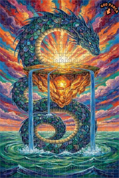 Teona Ahşap لغز فني على شكل رسم زيتي لتنين رائع 400 قطعة 35x35