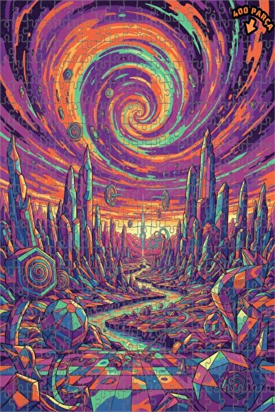 Teona Ahşap لغز خشبي بإطار من طابقين بمظهر الطباعة الرقمية من سايكيدليك كريست...