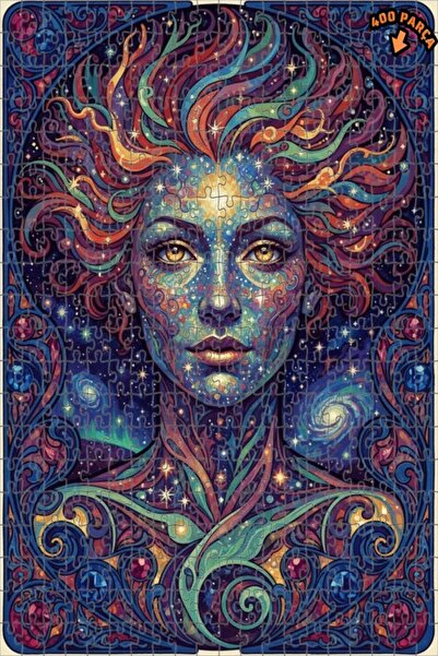 Teona Ahşap لغز خشبي بإطار مزدوج الطبقات من الفن الكوني ذو الوجه السماوي 400 ...