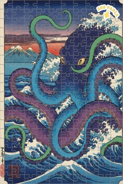 Teona Ahşap لغز خشبي بمظهر الزيت الزيتي بتصميم أمواج كراكن 200 قطعة 25×35