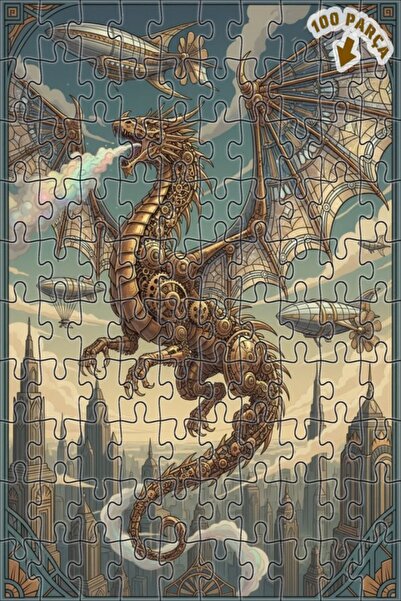 Teona Ahşap لغز خشبي ميكانيكي ذو طابقين بإطار لاستكشاف مدينة التنين 100 قطعة ...