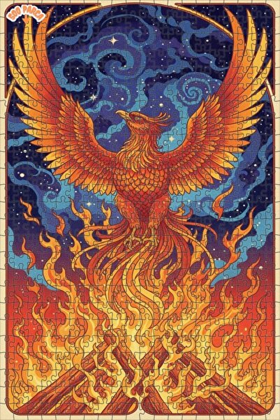 Teona Ahşap لوحة فنية بتأثير الزيت لطائر الفينيق الأحمر 500 قطعة 50×30