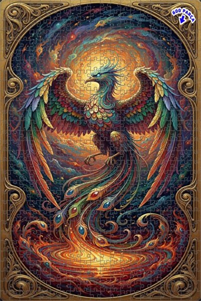 Teona Ahşap لوحة فنية رائعة على شكل طائر الفينيق، لغز خشبي بإطار مزدوج الطبقا...