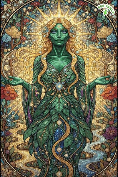 Teona Ahşap لغز خشبي بإطار ذو طابقين بمظهر عمل فني للآلهة الخضراء 800 قطعة 70x50