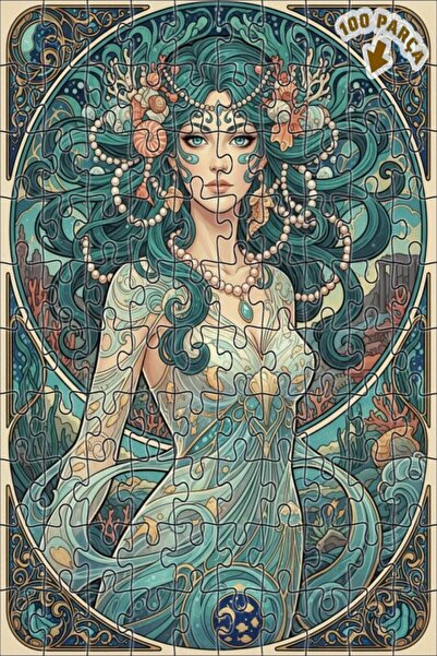 Teona Ahşap لغز خشبي بإطار مزدوج الطبقات بمظهر لوحة زيتية فنية على شكل حورية ...