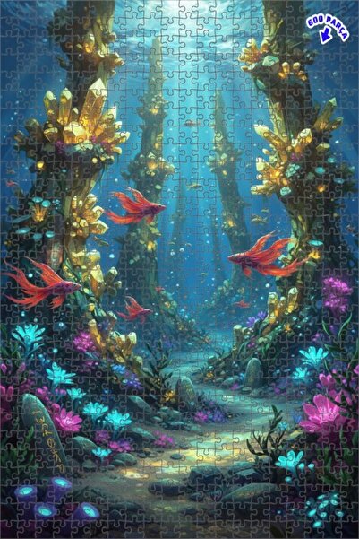 Teona Ahşap لغز خشبي مؤطر بطبقتين من فن الأسماك الكريستالية السحرية 600 قطعة ...