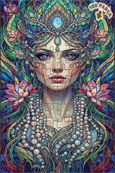 Teona Ahşap لغز خشبي مؤطر بطبقتين بمظهر الزجاج الملون، صورة ساحرة لامرأة، 100...