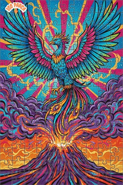 Teona Ahşap Phoenix Rising Oil Painting Look Double Layer Framed Wooden Puzzl...