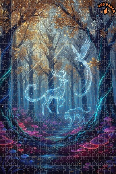 Teona Ahşap لغز خشبي مؤطر بطبقتين بتصميم فني تجريدي متألق لوجودات الغابة السح...