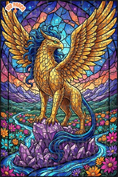 Teona Ahşap لغز خشبي بإطار من طابقين من موزاييك ذهبي جريفون كريستال فالي 150 ...