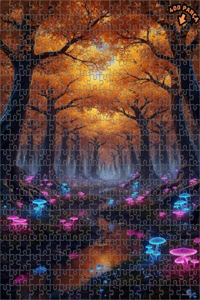 Teona Ahşap لغز خشبي مؤطر بطبقتين من فطر الغابة السحرية 400 قطعة 35x35