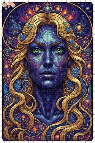 Teona Ahşap لوحة فنية نسائية كونية بمظهر الألوان المائية، لغز خشبي بإطار مزدو...