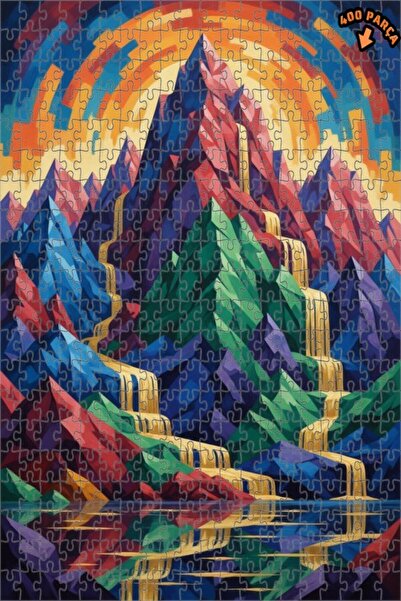 Teona Ahşap لوحة زيتية ملونة لمنظر جبلي مع إطار خشبي مزدوج الطبقات 400 قطعة 3...